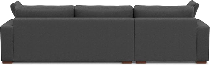 SIMPLIHOME Charlie Left-Facing Sectional Sofa in 100% Recycled Polyester Tightly Woven Performance Fabric, Pebble Grey, 122-inches Wide, Handcrafted Contemporary Style L-Shaped Couch with Chaise