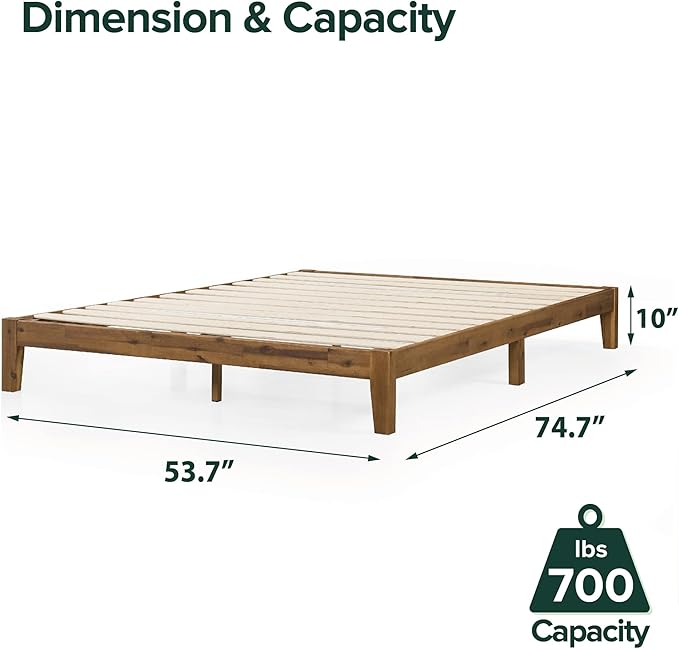 Zinus Lucinda Wood Platform Bed Frame, No Box Spring Needed, Solid Wood Foundation with Wood Slat Support, Easy Assembly, Full