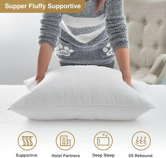 Acanva Bed Pillows for Sleeping 2 Pack with Luxury Hotel Quality, Super Plush 3D Fiber Filling, Top-end Microfiber Cover for Side Stomach Back Sleepers