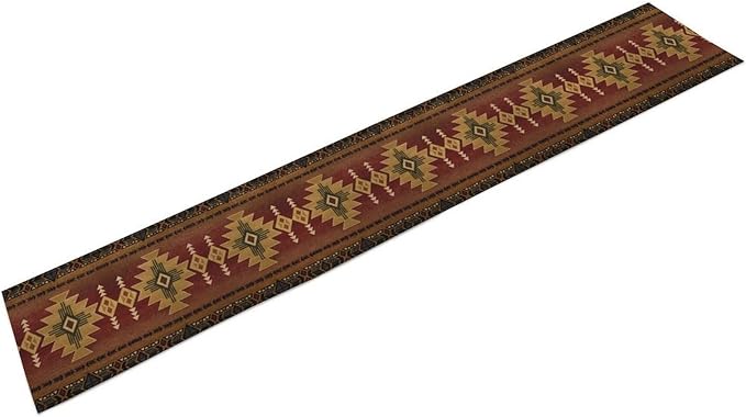 Aztec Vintage Table Runner Southwest Ethnic Style Bohemia Design Retro Geometry Triditional Garden Farmhouse Dining Table Decoration for Living Room Kitchen 13x36in