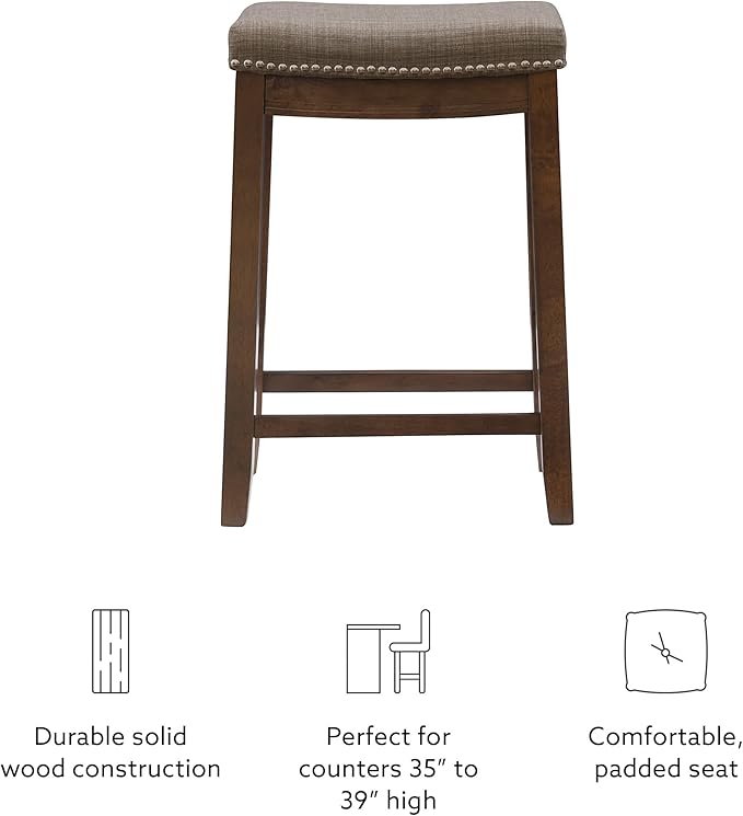 Linon Home Décor Kingston Rustic Backless Counter Stool,