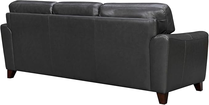 Armen Living Bergen 87" Pewter Genuine Leather Square Arm Sofa