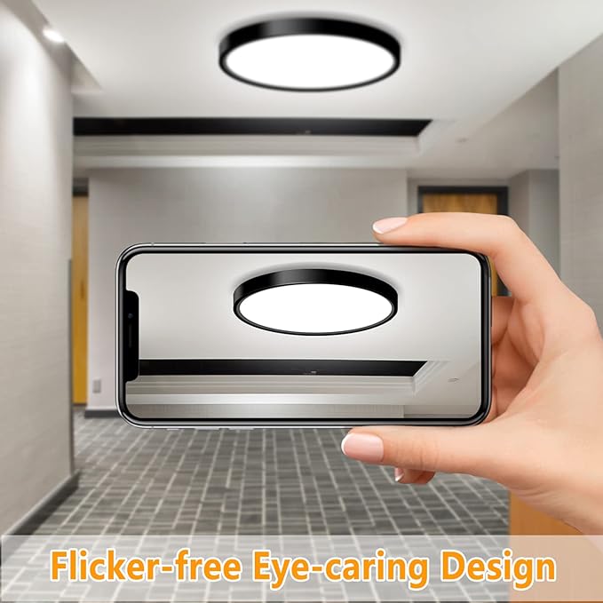2PACK LED Flush Mount Ceiling Light Fixture12Inch, 24W Led Ceiling Light 5000K 2300LM Ultra Thin Flat Surface Panel Light Low Profile Ceiling Light for Bedroom Kitchen Garage Living Room