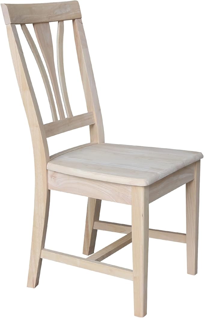 International Concepts Solid Wood Fanback Dining Chairs in Unfinshed (Set of 2)