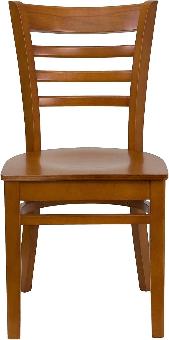 Flash Furniture 2 Pack HERCULES Series Ladder Back Cherry Wood Restaurant Chair