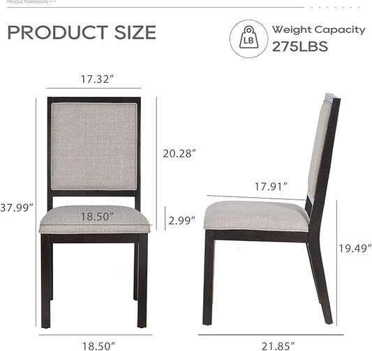 COLAMY Upholstered Wood Dining Chairs Set of 2, Kitchen Dining Chairs with Back, 19 Inch Fabric Farmhouse Dining Room Side Chairs with Wooden Legs for Kitchen Dining Living Room Courtyard, Brown