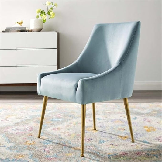 Modway Discern Upholstered Performance Velvet Dining Chair, Light Blue