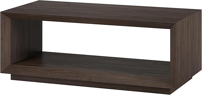 Henn&Hart 48" Rectangular Coffee Table with Open Storage Shelf for Living Room, Family Room, or Office, Warm Brown