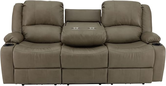 RecPro RV Recliner Charles 80" Powered Triple Wall Hugger | Drop Down Console | RV Furniture with 2023 Updated Fabric (Putty)