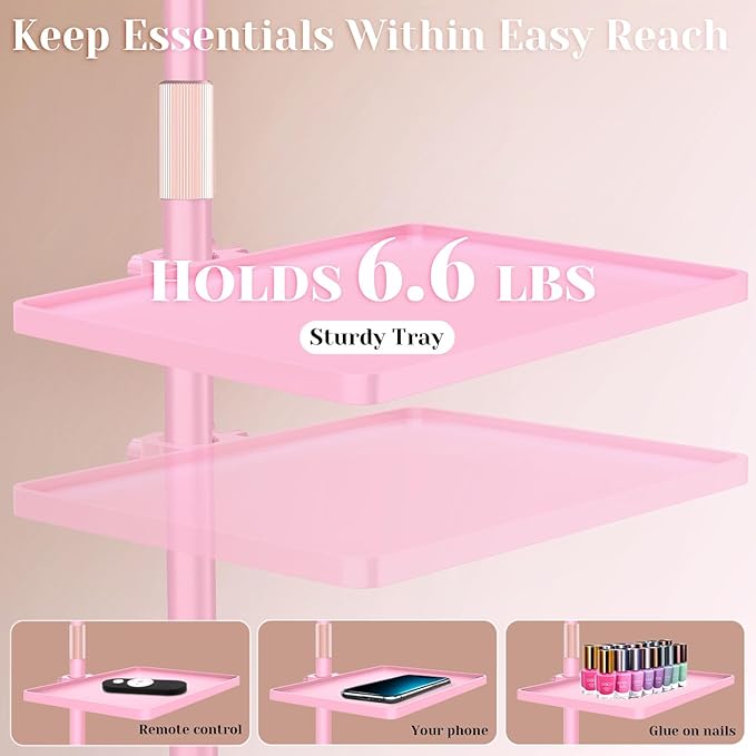 Bling Lash Light for Eyelash Tech, Led Half Moon Light Lamp for Tattoo, Lash Extensions, Nail, Esthetician & Artists, Adjustable Height, with Movable Tray, Crystal Diamond