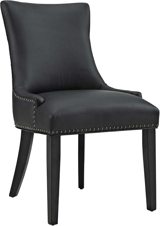Modway MO- Marquis Modern Faux Leather Upholstered with Nailhead Trim, Dining Chair, Black