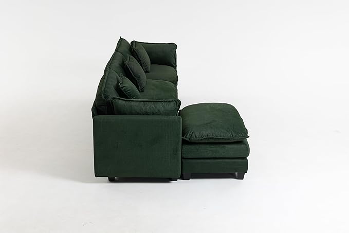 Eafurn Oversized Reversible Modular Sectional Sofa with Movable Ottoman, Convertible L Shaped Corner Couch Modern Chenille Sofa Set w/Double Layers Seat Cushions for Living Room Apartment