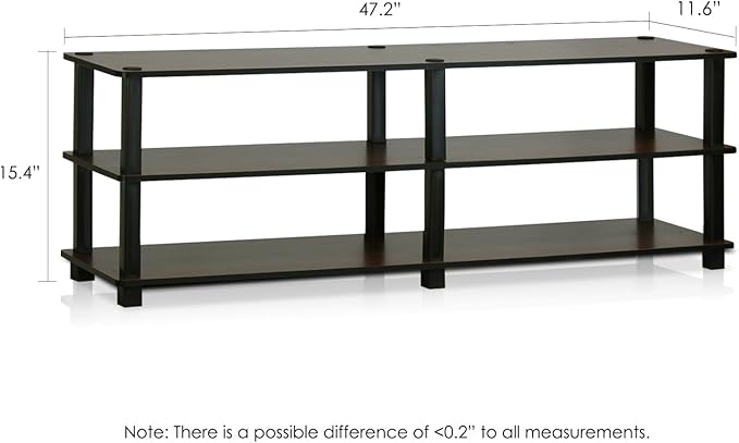 Furinno TURN-S-TUBE TV Stand, 3-Tier No Tools Entertainment Center, TV Console for TV up to 46 Inch, for Living Room, Bedroom, Dark Brown