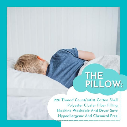 Toddler Pillow 13x18 for Sleeping – Kids Pillow for Toddler Bed, Travel, Daycare & Preschool – Soft Hypoallergenic Cotton Toddler Bed Pillow for Ages 2–5, Small Pillow for Kids Nap Time (2-Pack)