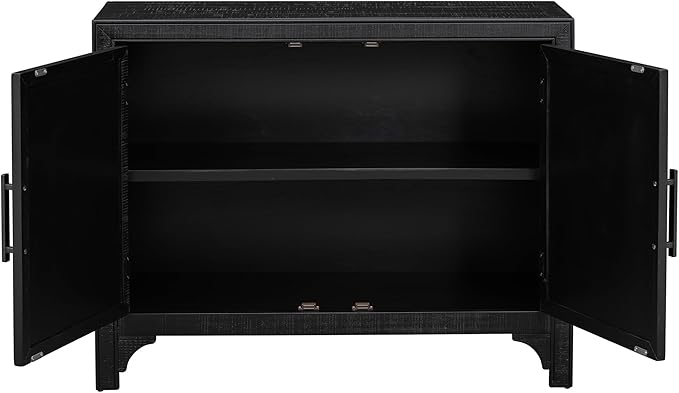 Ball & Cast 40" Farmhouse 2-Doors Storage Sideboard Buffet Cabinet w/Adjustable Shelves & Pattern Door, Wood Decorative Coffee Accent Cabinet Console Table for Entryway Kitchen Dining, Antique Black