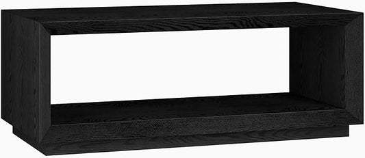 Henn&Hart 48" Rectangular Coffee Table with Open Storage Shelf for Living Room, Family Room, or Office, Natural Black