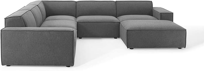 Modway Restore 6-Piece Upholstered Sectional Sofa in Charcoal