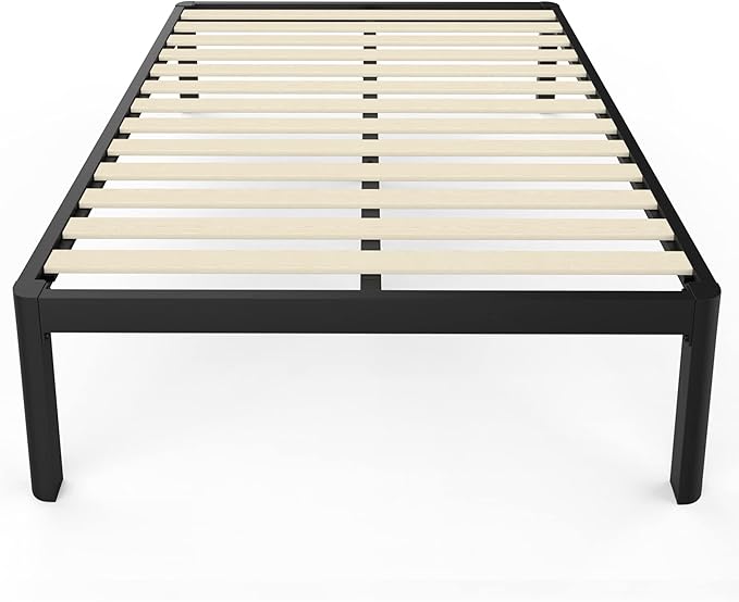 MAF 14 Inch King Platform Bed Frames with Wooden Slats, Black 3500 Lbs Heavy Duty Metal Bed Frame with Anti-Collision Round Legs, No Box Spring Needed, Easy Assembly