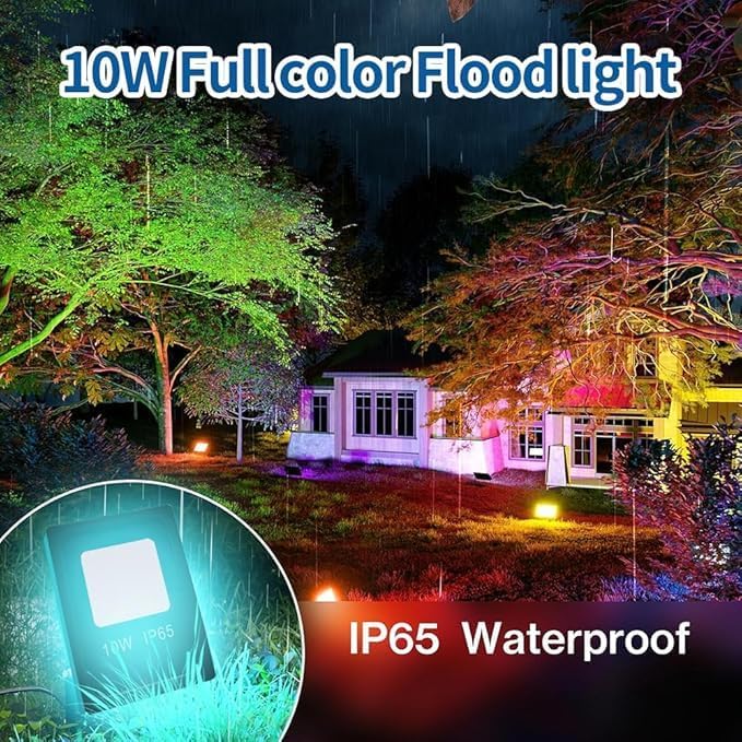 LED Flood Lights,WS2811 Pixel RGB Flood Light, 10W-RGB addressable Pixel floodlight, DC12-24V Input IP65, for Outdoor Decorative/Garden/Stage Lighting/Christmas Party (1PCS-WS2811-10W-B)