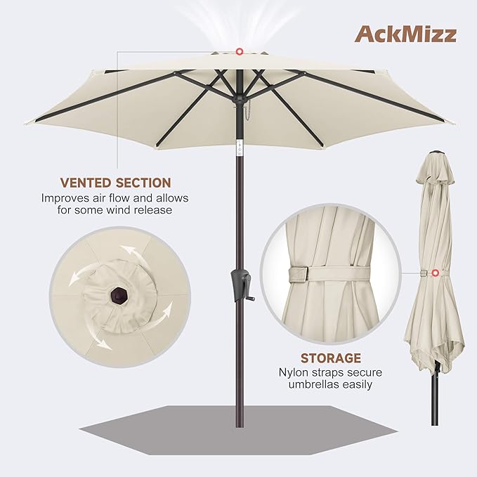 7.5FT Outdoor Patio Umbrella - Table Umbrella Waterprool UV Protection, Sombrillas de Patio with Push Button Tilt, Sun Umbrella for Pool, Porch, Garden, Deck, Backyard (Ivory)