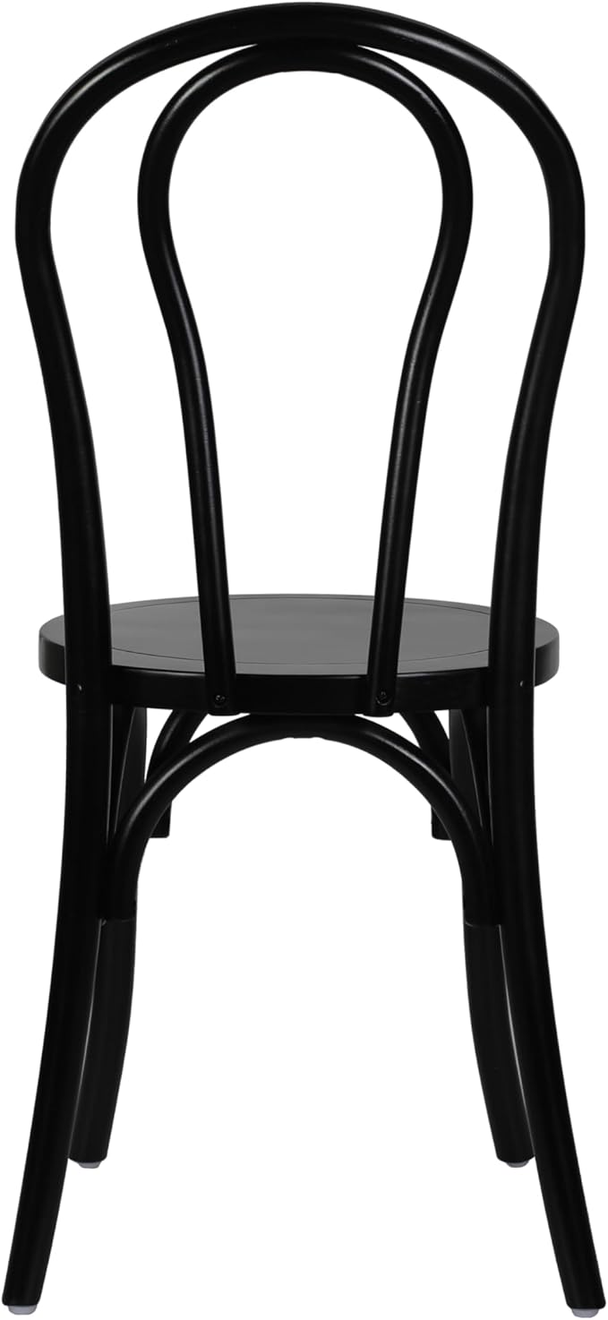 Flash Furniture Betsy Commercial Solid Wood Dining Chair, Thonet Style, Stackable Design, Mortise and Tenon, 350 lbs. Static Weight Capacity, Black