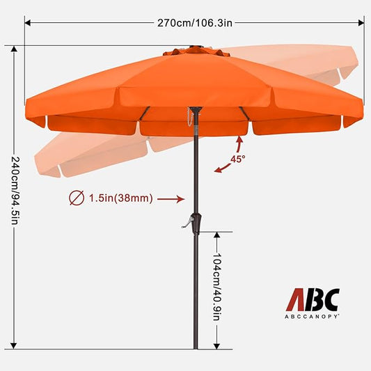 ABCCANOPY 9ft Scalloped Patio Umbrella, Outdoor Table Umbrella with Tilt and Crank, Fiberglass Ribs Deck Umbrella for Patio, Pool, Garden, Picnic (Tuscan)