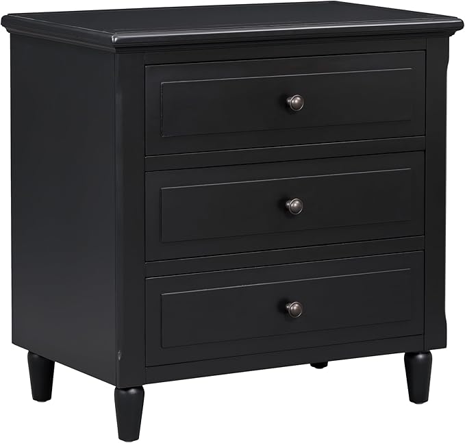 Nightstands with 3 Drawers for Bedroom, Modern Wood Bedside End Table