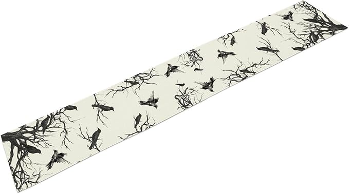 Silhouette Tree Crows Halloween Table Runner Branches Fall Kitchen Dining Table Decoration for Outdoor Home Party for Living Room Holiday Dinner Home 13x90in