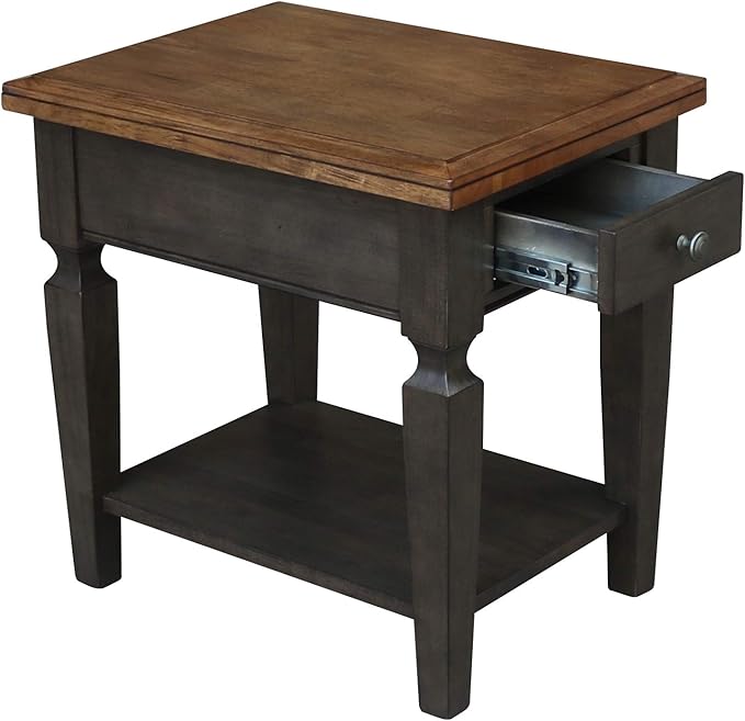 IC INTERNATIONAL CONCEPTS Vista Solid Wood End Table in Hickory/Washed Coal