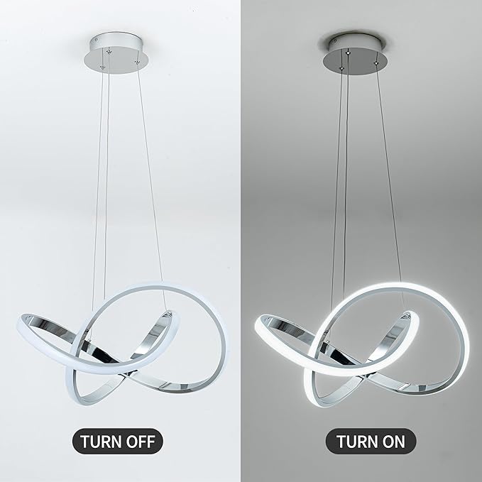 MAYNA LED Pendant Light with Irregular Ring Lights,Modern LED Chandelier, Dimmable Contemporary Ceiling Light Fixture for Dining Room Bedroom Kitchen Island Cafe, 6000K White