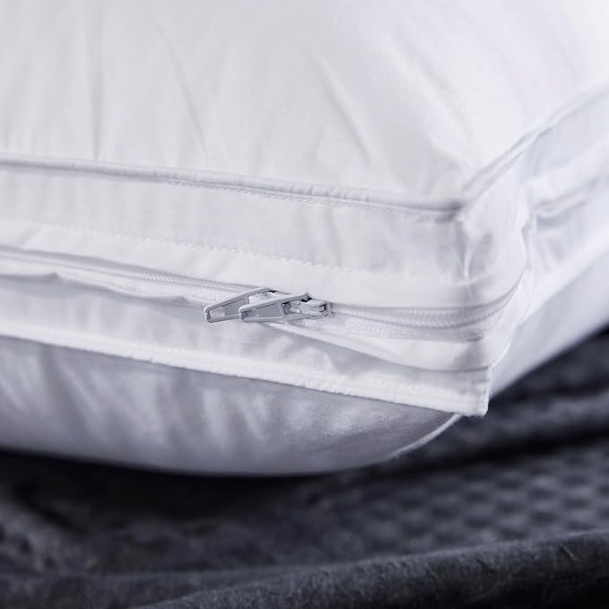 Three Geese Adjustable Layer Goose Feather Pillow,Assemblable Bed Pillow,100% Soft Organic Cotton Cover,Good for Side and Back Stomach Sleeper, Queen Size,Packaging Include 1 Pillow