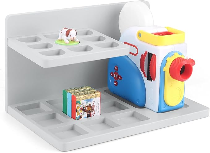 Wall Shelf Compatible with Little Tikes for Story Dream Machine Books Starter Set, for Little Tikes for Storytime Audio Play Real for Littles Character Storage Floating Shelves Blue (Grey)