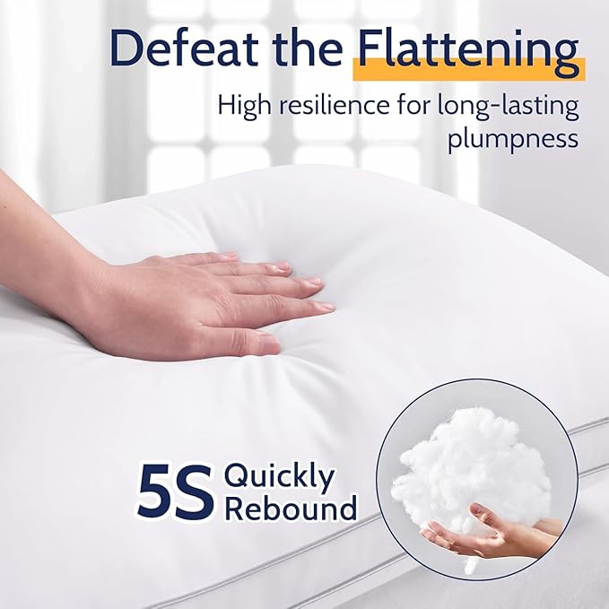 ROUMEA Pillows King Size Set of 4,Luxury Hotel Quality, Supportive with Soft Down Alternative for Back Stomach Sleepers in Bedroom, Machine Washable