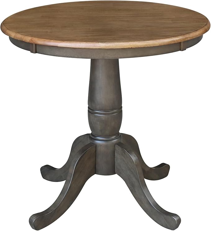 IC INTERNATIONAL CONCEPTS 30" Round Wood Table with 2 San Remo Chairs in Hickory/Washed Coal - 3 Piece Set