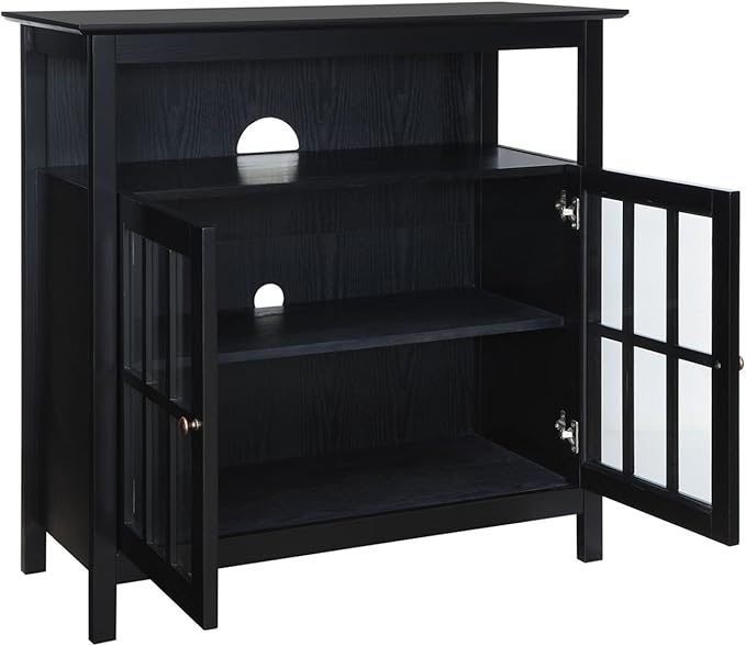 Convenience Concepts Big Sur Highboy TV Stand 36" - Modern Entertainment Center For TVs up to 40", Storage Cabinet for Dining, Living Room, & Entryway, Console Hall Table with Shelves, Black