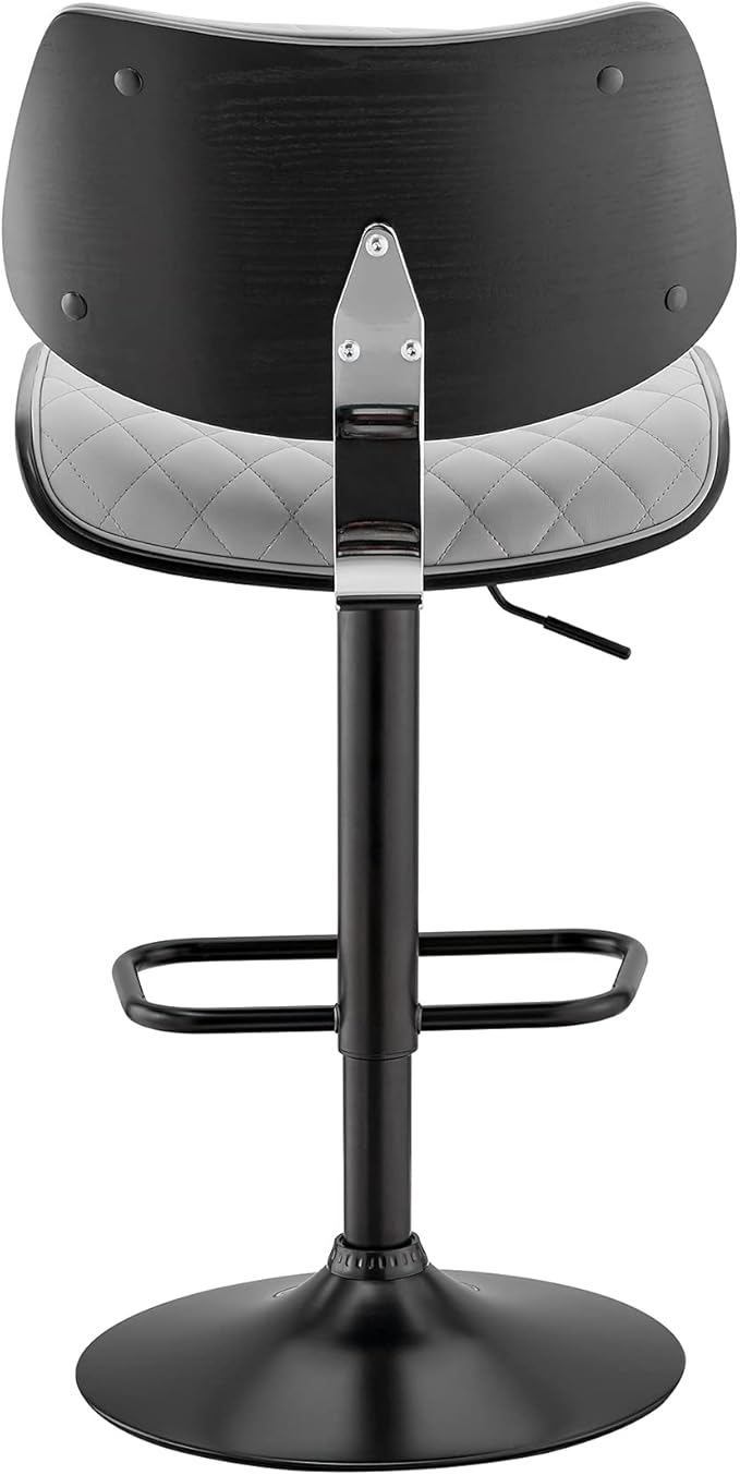 Armen Living Leland Adjustable Grey Faux Leather and Black Finish Bar Stool