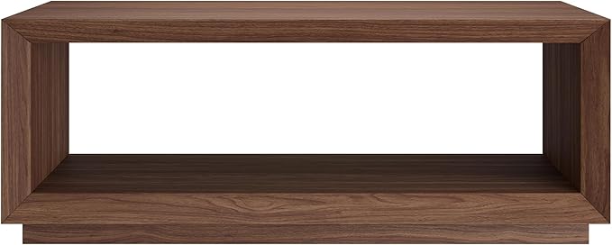 Henn&Hart 48" Rectangular Coffee Table with Open Storage Shelf for Living Room, Family Room, or Office, Medium Walnut