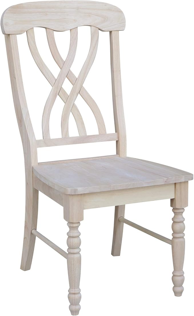 IC International Concepts Latticeback Wooden Chairs, Set of 2, Perfect for Dining Room and Kitchen Furniture - Unfinished