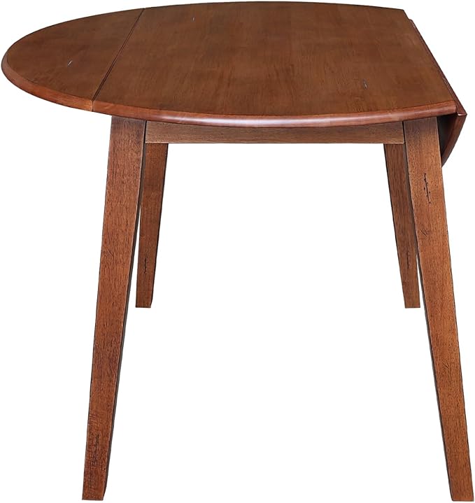 IC INTERNATIONAL CONCEPTS 42" Round Solid Wood Dual Drop Leaf Table in Distressed Oak