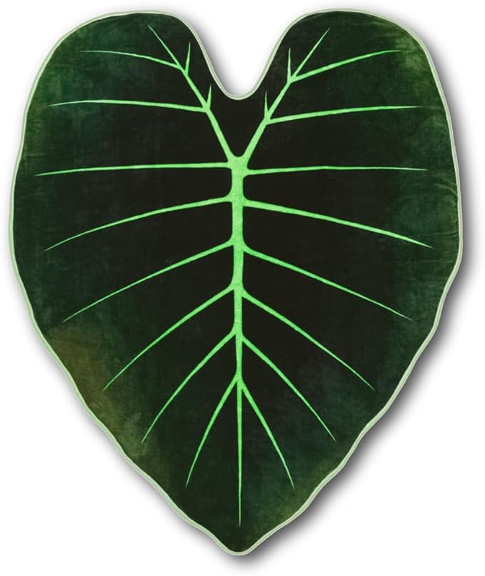 Green Philosophy Co. Regal Shield Alocasia Giant Leaf Shaped Blanket Monstera Flannel Throw Soft Cozy Breathable Lightweight and Decorative Leaves Design Gift for Plant Lovers Bed Sofa and Couch