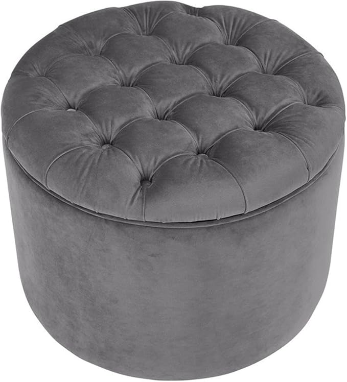 Tov Furniture Queen Grey Velvet Storage Ottoman