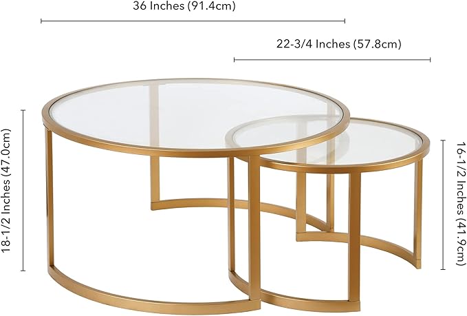 Mitera Round Nested Coffee Table in Brass