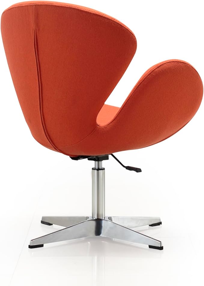 Manhattan Comfort Raspberry Adjustable Swivel Accent Chair with 360° Turn, Polished Chrome Base, Modern Retro Design, Versatile Seat Ideal for Any Room, Set of 1, Orange