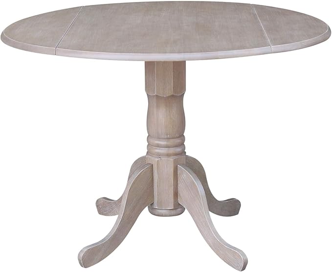 IC INTERNATIONAL CONCEPTS 42" Dual Drop Leaf Wood Table with 2 Emily Side Chairs in Washed Gray Taupe
