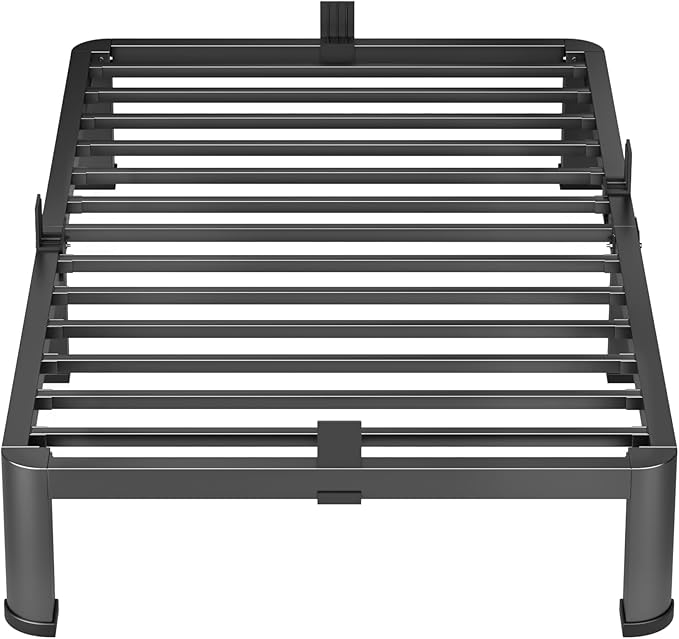 10 Inch Twin Heavy Duty 3500 lbs Bed Frame with Round-Corner Legs & Anti-Squeak Design – Quick Assembly Metal Platform, No Box Spring Needed