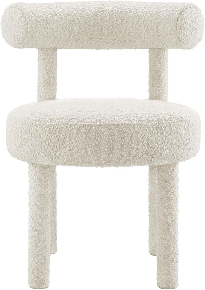Modway EEI-6387-IVO Toulouse Boucle Fabric Dining Chair, Ivory