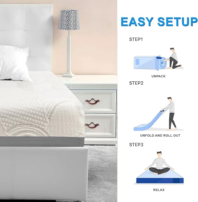 Twin Size 10-Inch, Gel Memory Foam Mattress, Medium Firm Feel, Breathable, Cool Sleep and Pressure Relief, CertiPUR-US Certified, Temperature Balanced