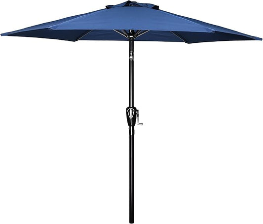 YSSOA 7.5' Patio Umbrella Outdoor Table Market Yard Umbrella with 6 Sturdy Ribs, Blue