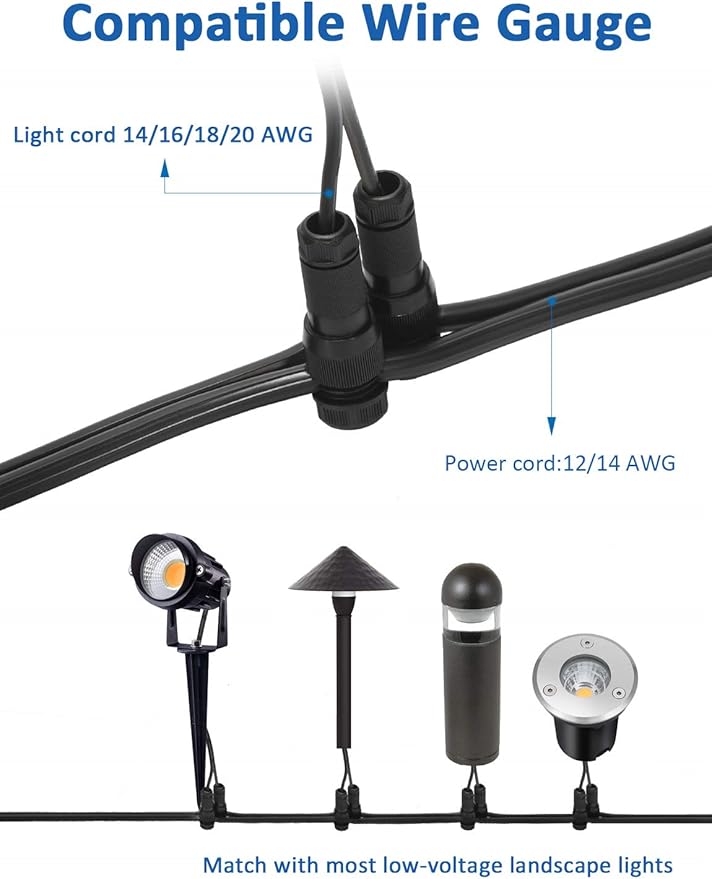 SUNVIE Low Voltage Landscape Lights Wire Connectors 12-16 Gauge Landscape Lighting Wire Connector for Garden Pathway Lights Spotlight Work with Malibu Paradise and Other Outdoor Lighting (40 Pack)