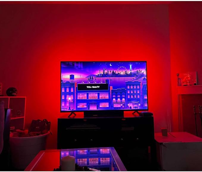 USB TV Backlight Kit for 70 75 80 82 inches Smart TV Monitor HDTV Work Space Decor - Cover 4/4 Sides Behind TV Background Lights Ambient Mood Lighting